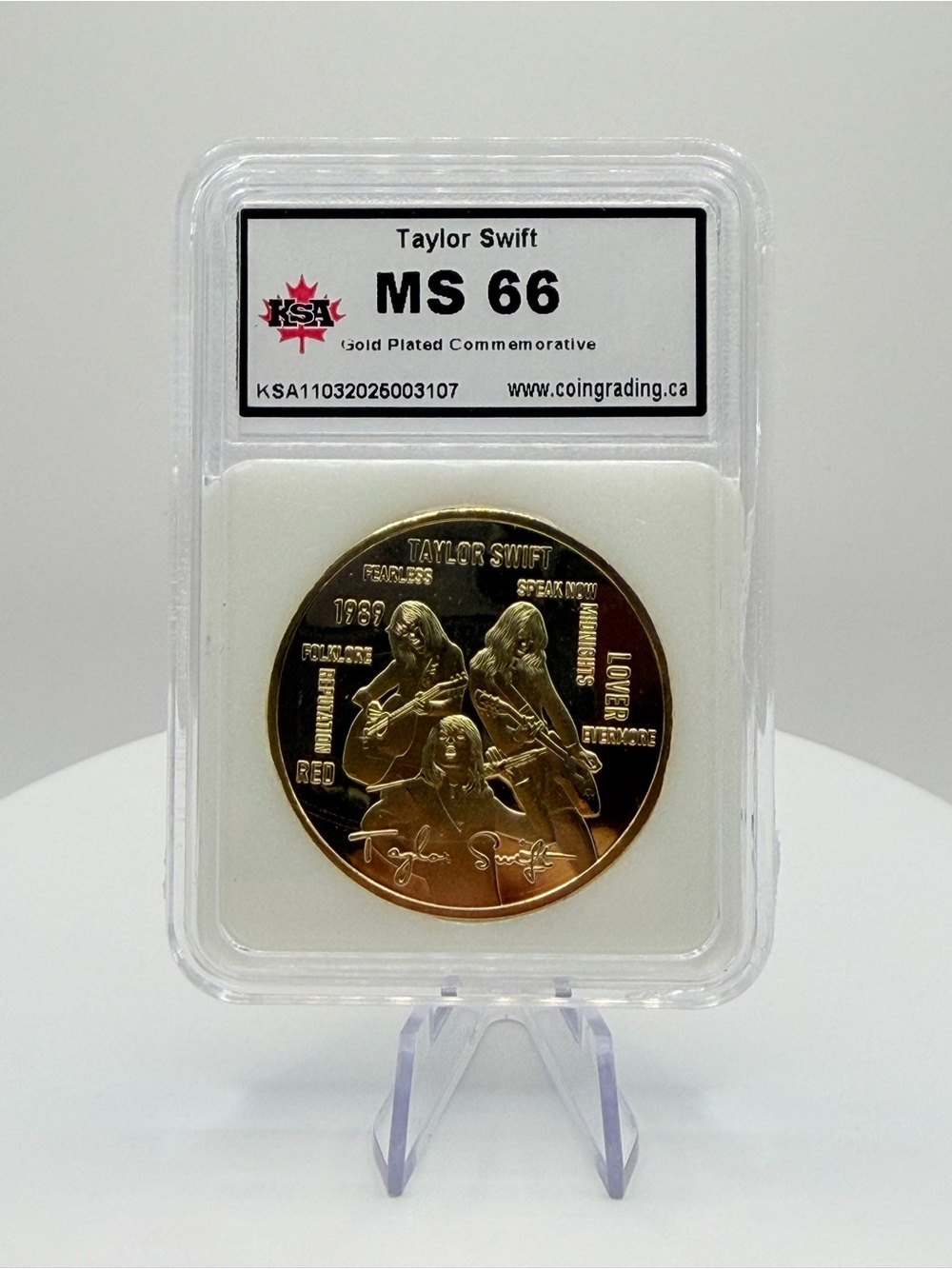 Taylor Swift Gold Plated Commemorative Coin MS 66 Graded by KSA